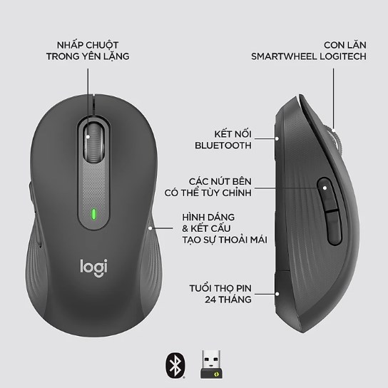 Chuột không dây Logitech Signature M650 - HÀNG CHÍNH HÃNG