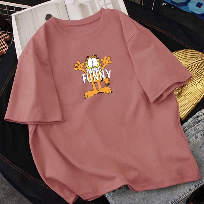 Áo phông nữ dáng rộng unisex mèo vàng