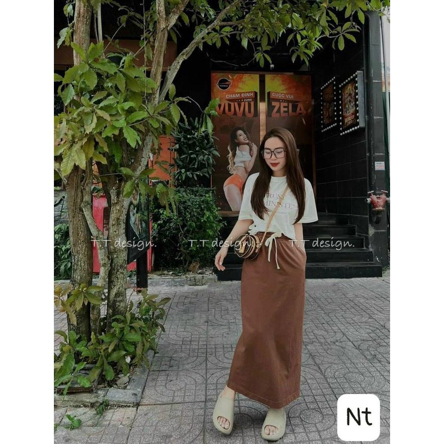 ĐẦM ĐI CHƠI, ĐẦM SUÔNG ÁO CỔ TRÒN TAY NGẮN DÁNG DÀI CỰC NĂNG ĐỘNG