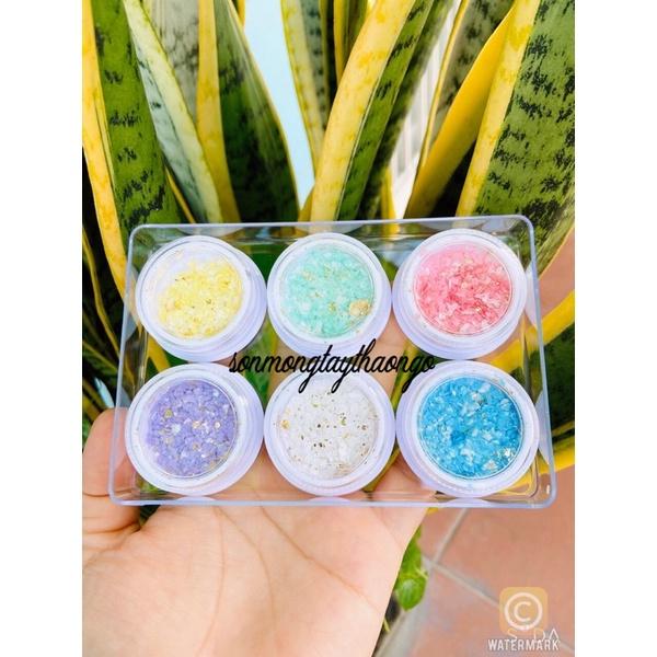 (Hàng mới về) Set nhũ 6 màu ẩn gel, ẩn bột, phụ kiện nail, trang trí móng