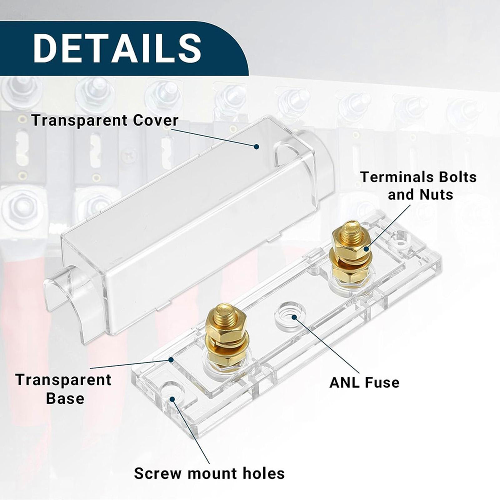 3Pcs Anl Fuse with Fuses Holders Boat Automotive Replacement Anl Fuse Holder