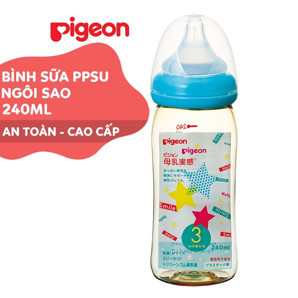 Bình sữa cổ rộng PPSU Plus Ngôi sao Pigeon 160ml/240ml