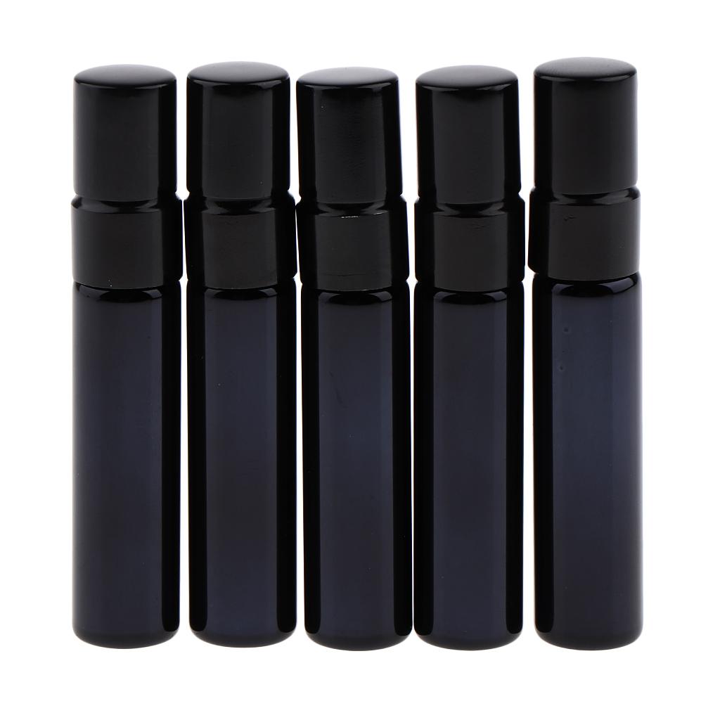 2X 5pcs Glass Spray Bottles Mini Vials Perfume Bottle Cosmetic Container Black