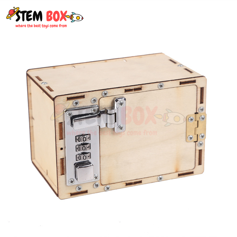 Đồ chơi trí tuệ bộ lắp ghép két sắt mini bằng gỗ - Trò chơi DIY STEM BOX