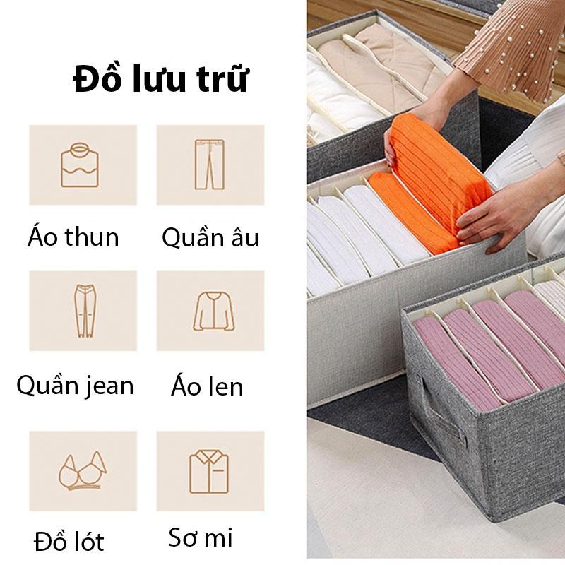 Hộp túi vải chia ngăn đựng quần áo, khay vải đựng đồ 7 ngăn, hộp vải đựng áo sơ mi 9 ngăn 38x25x20 TAGO ND39