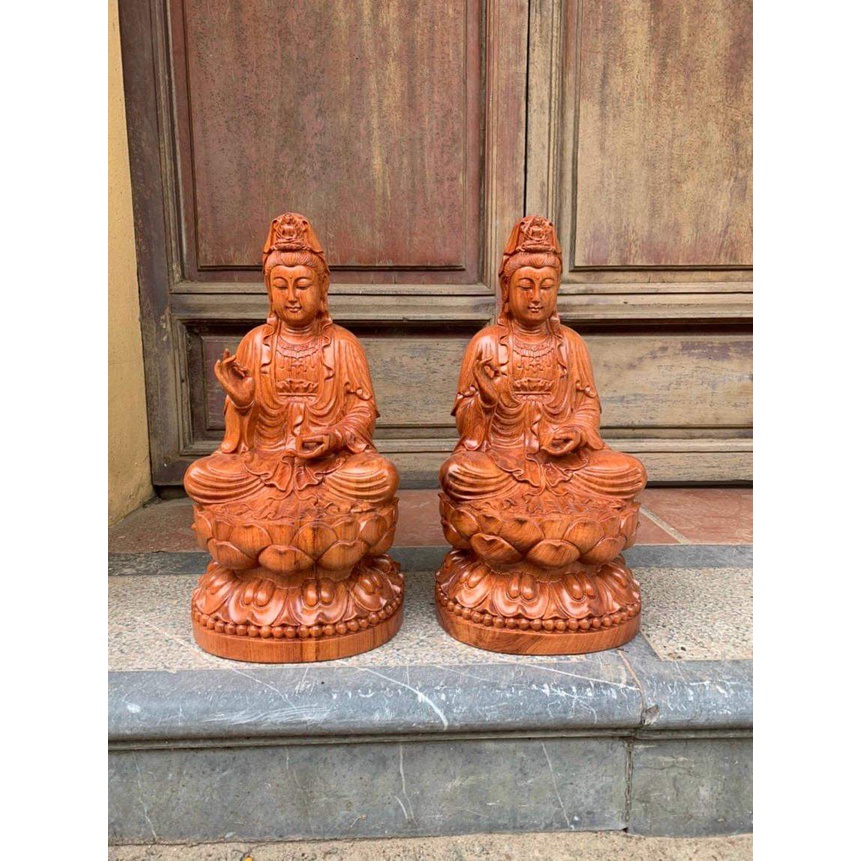 Tượng gỗ Mẹ Quan Âm gỗ hương nguyên khối cao 35 cm