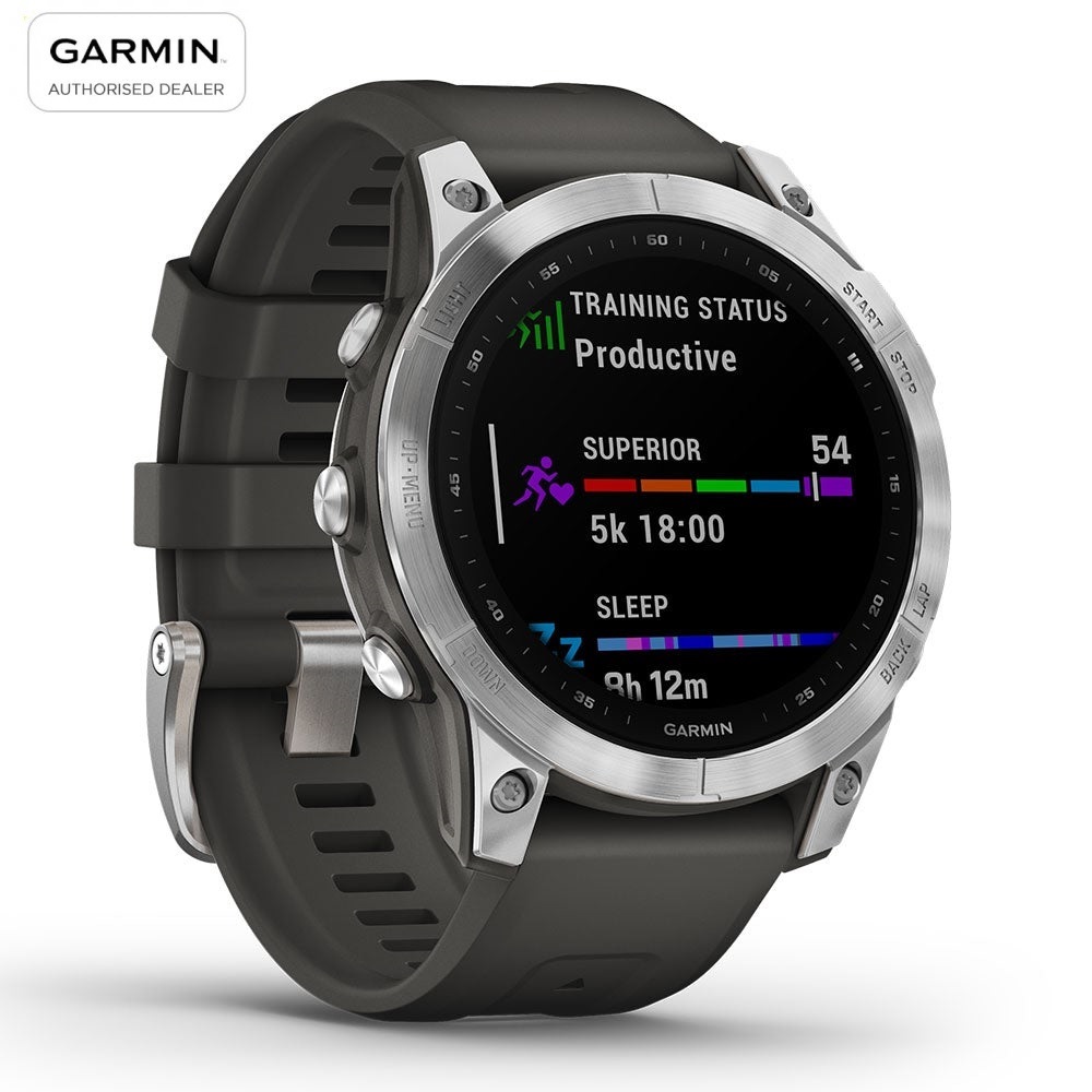 Đồng hồ thông minh Garmin Fenix 7S, Màu Bạc với dây Màu Xám Graphite - Hàng chính hãng