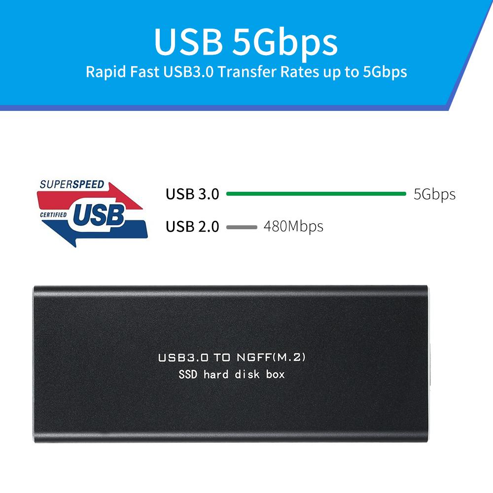 Bộ chuyển đổi NGFF M.2 sang USB 3.0 5Gbps hộp lưu trữ SSD có UASP