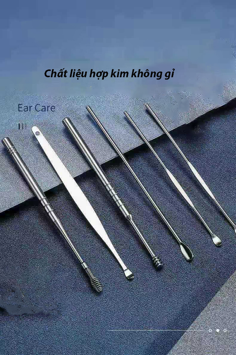 Bộ lấy ráy tai đa năng 6 món Cao cấp bằng thép không rỉ KitAcoom, hàng nhập khẩu cao cấp có hộp đựng