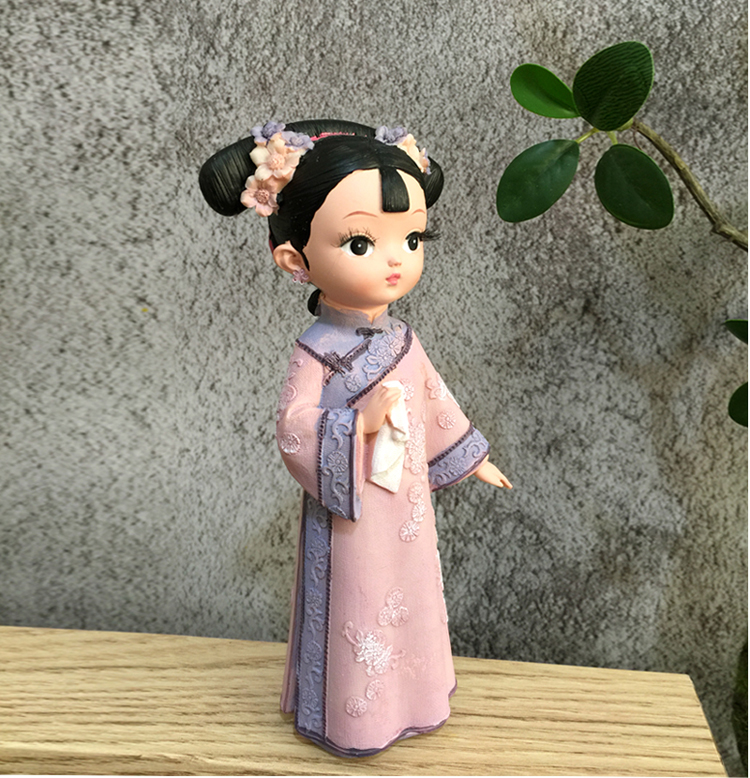 Tượng thiếu nữ cầm khăn cổ trang 3D size 16cm / size 22cm mẫu MIXU003