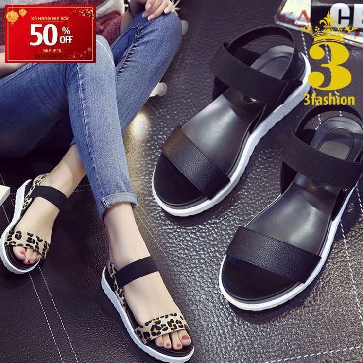 FreeShip Giày Sandal Nữ Quai Ngang Đế Cao 3 Quai Da Mềm Nữ Tính - 2989