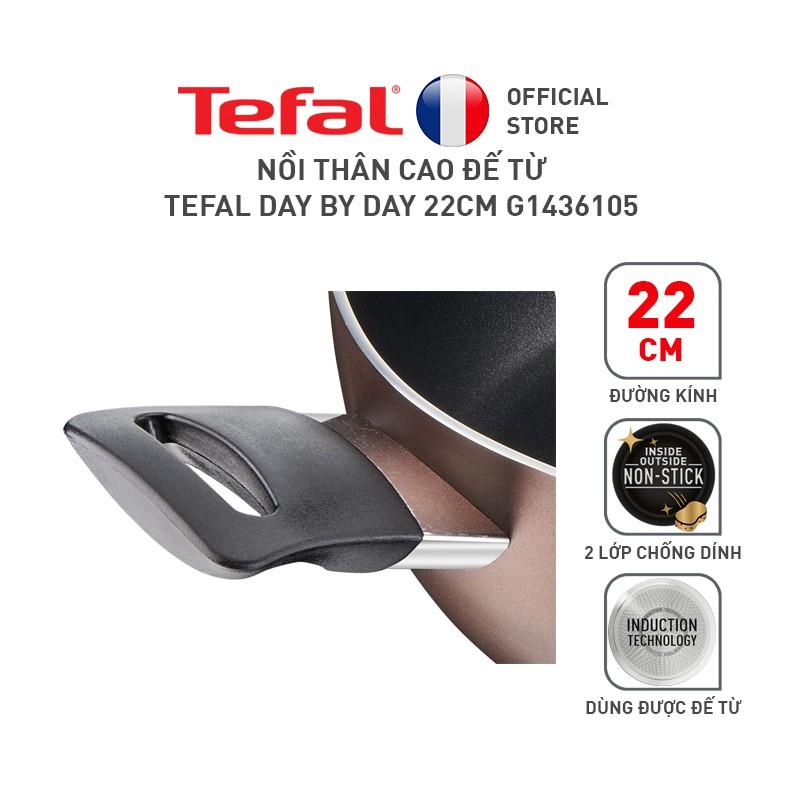 Nồi thân cao chống dính đáy từ Tefal Day by Day 22cm, dùng cho mọi loại bếp- Hàng chính hãng