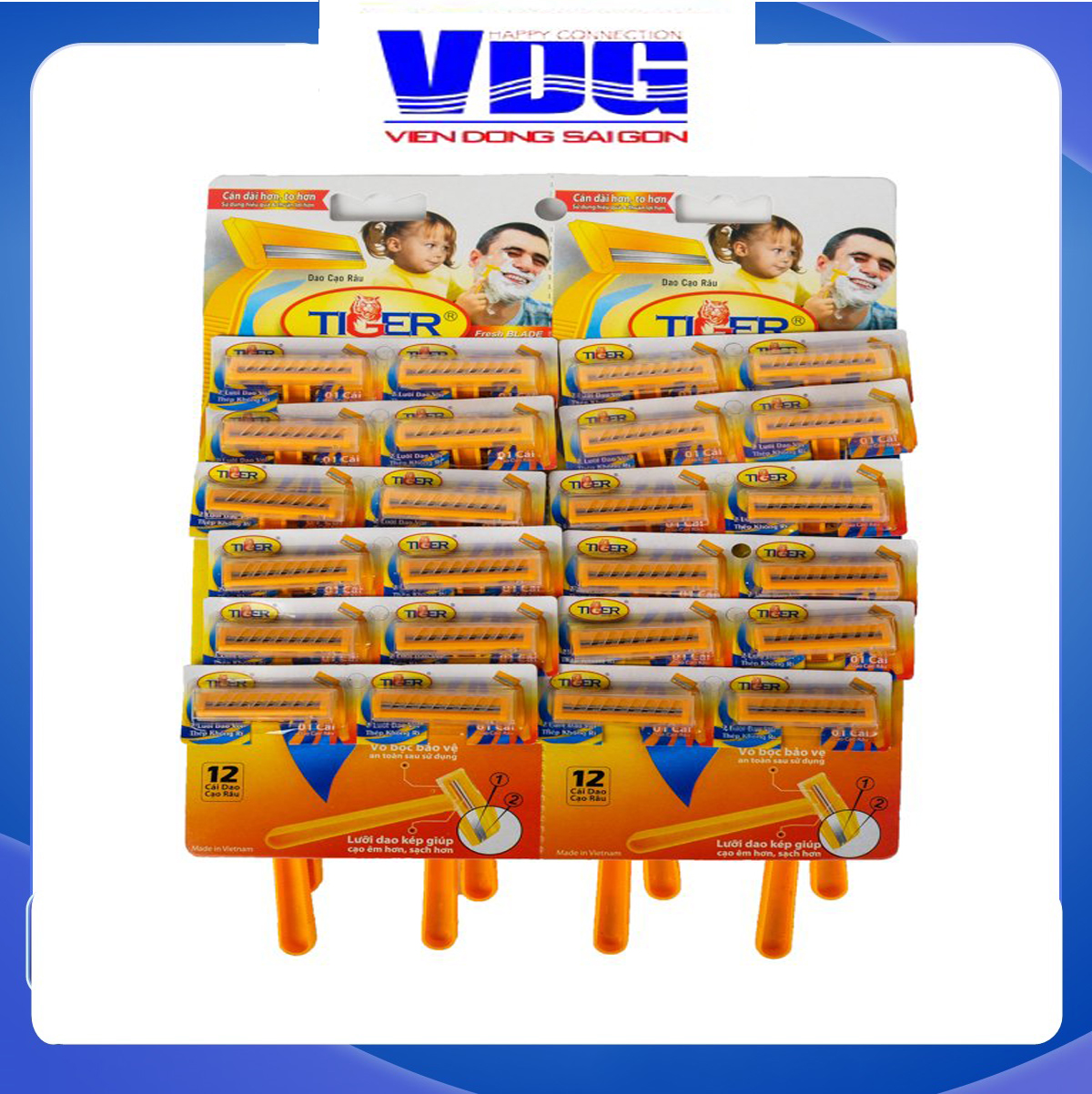 Dao cạo râu 2 lưỡi Tiger (24 cây/ Vỉ)