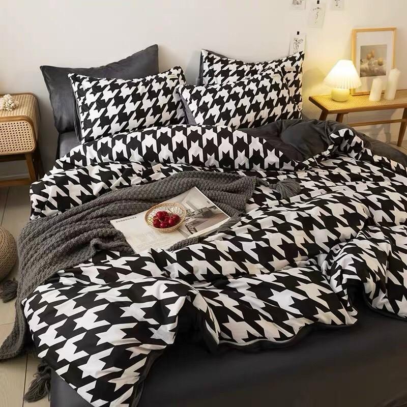 Bộ chăn ga cotton poly M2T Bedding chăn ga Hàn Quốc họa tiết Roma đủ size
