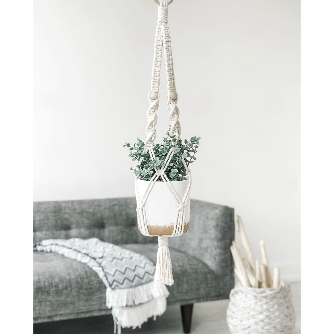 Dây Treo Cây Trang Trí Macrame Mùa Xuân - Sản Phẩm Handmade, Dùng Treo Tường Decor Trong Nhà Ở, Văn Phòng Làm Việc, Homestay, Quán Cà Phê