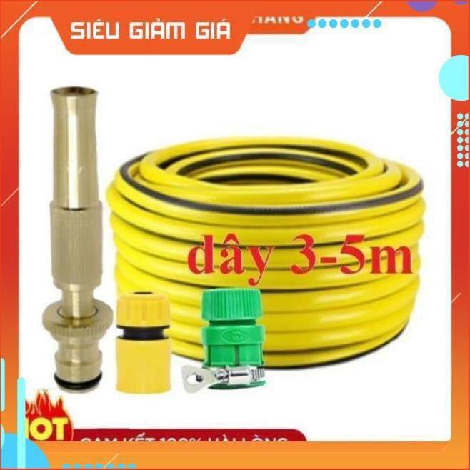 Bộ dây vòi xịt nước rửa xe, tưới cây . tăng áp 3 lần, loại 3m,5m 206587 cút sập,nối vàng+ tặng mở chai