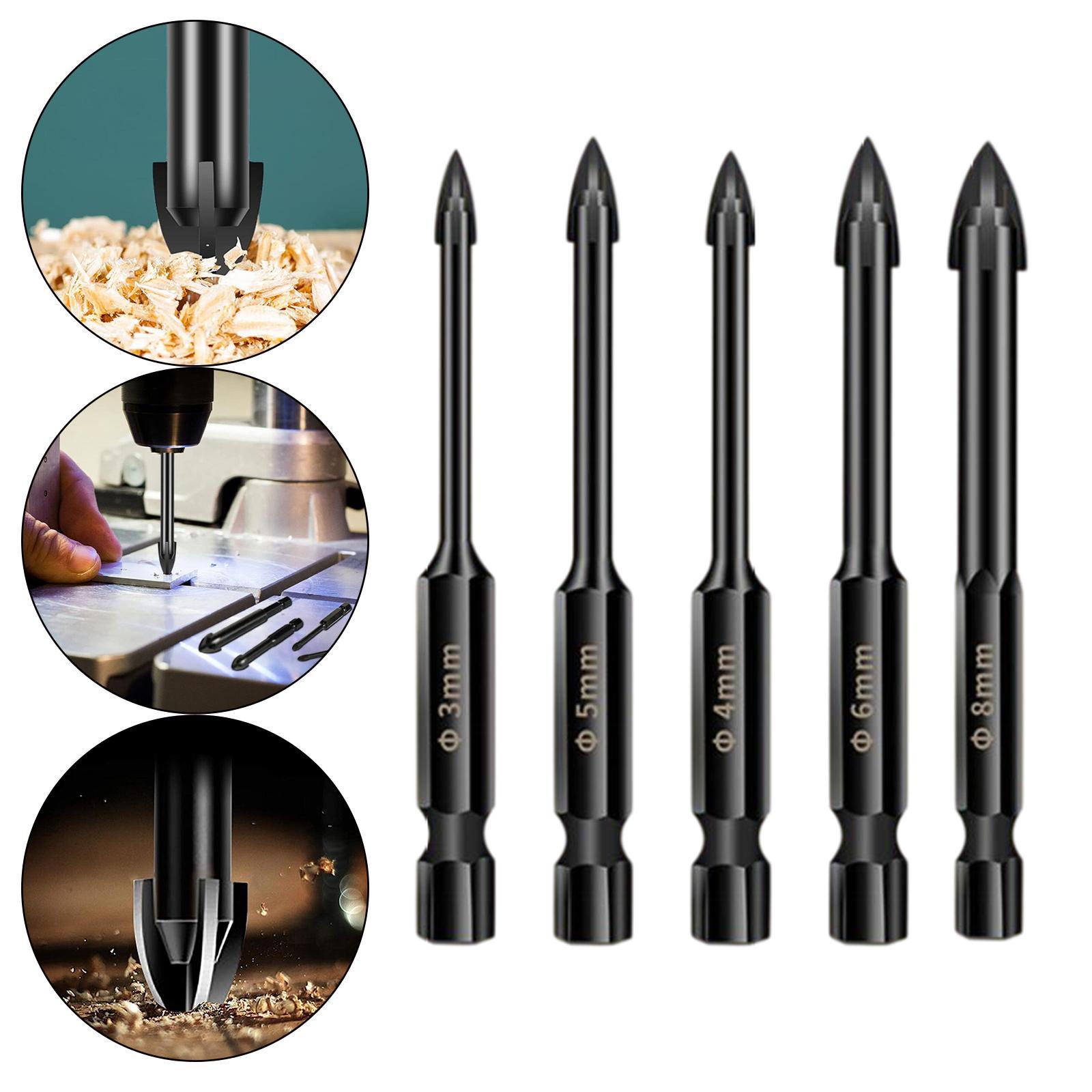 Cross Tile Drill Bit, Spear Head Woodworking Tool Masonry Drill Bits for Ceremaic