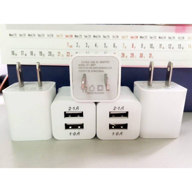 Cốc Sạc nhanh 2 cổng 5v 1A và 2A trắng đủ màu - miếng lót chuột