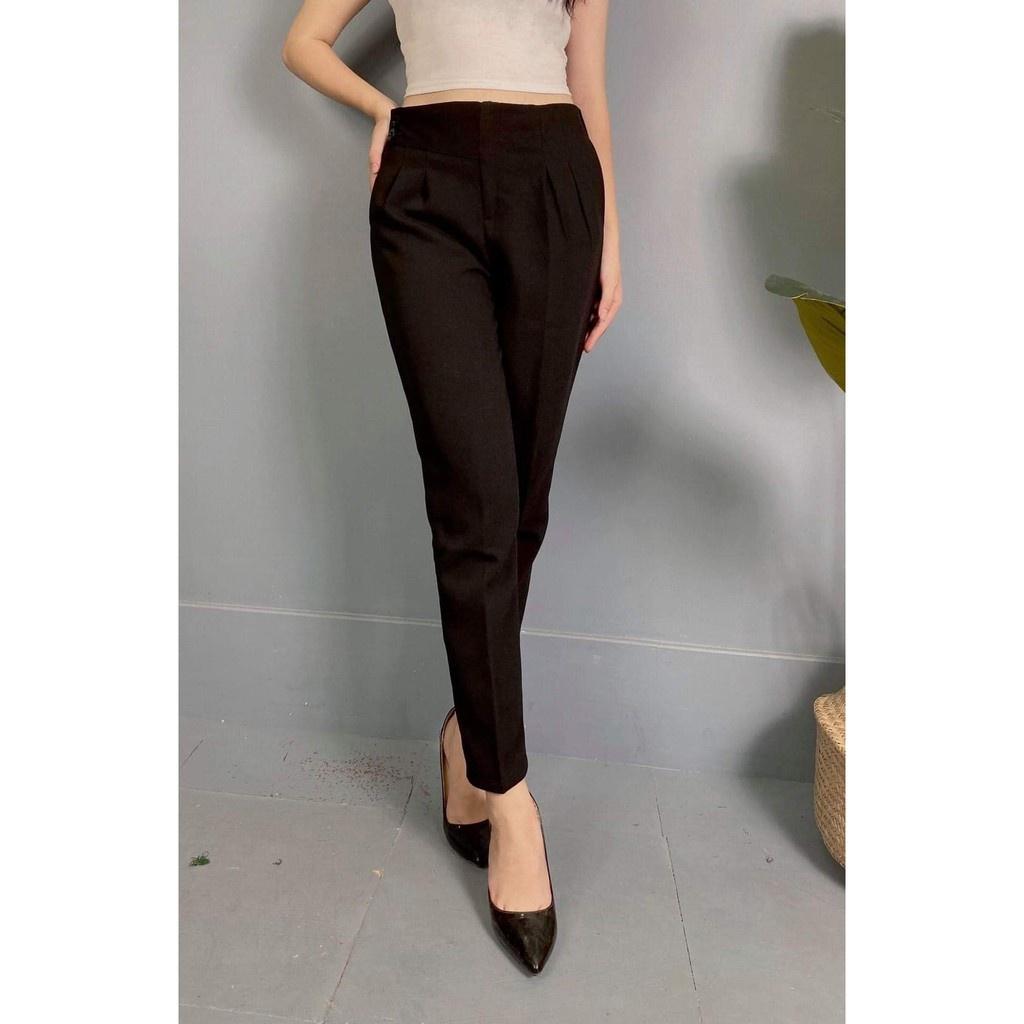 Thời trang quần quần Baggy nữ Cạp Cao Khóa Sườn Chất Vải Tuytsi Cao Cấp