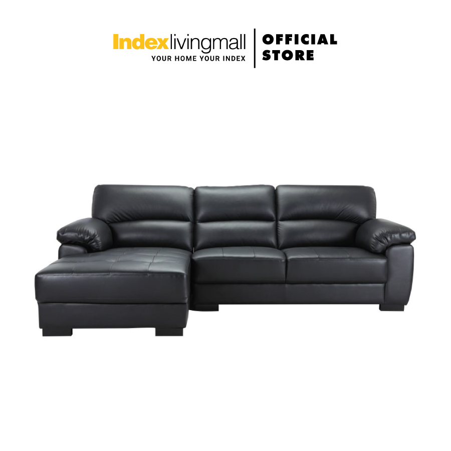 Ghế Sofa Góc L/Phải, Ghế Sofa Da Thật MORETTO Màu Đen Index Living Mall Nhập Khẩu Thái Lan