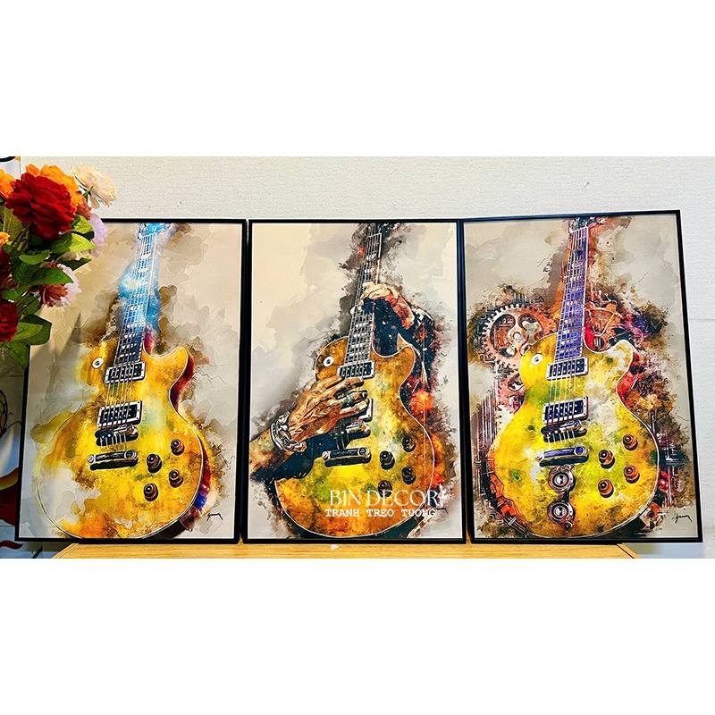 (ẢNH THẬT) Tranh treo tường âm nhạc 6 trang trí decor có sẵn khung kèm đinh treo