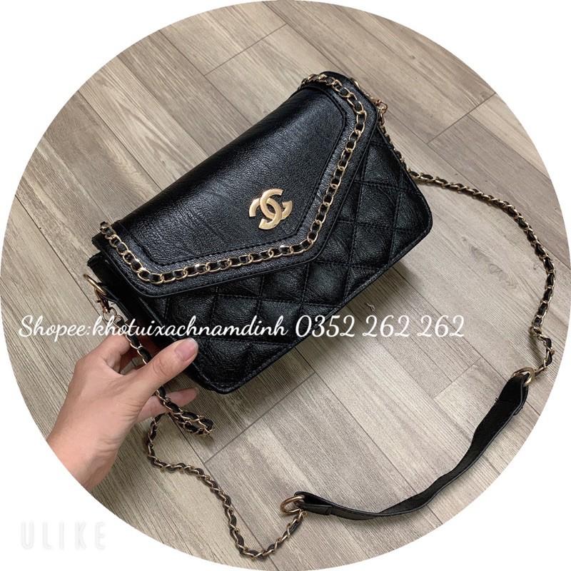 Túi Đeo Chéo Viền Xích Da Lì