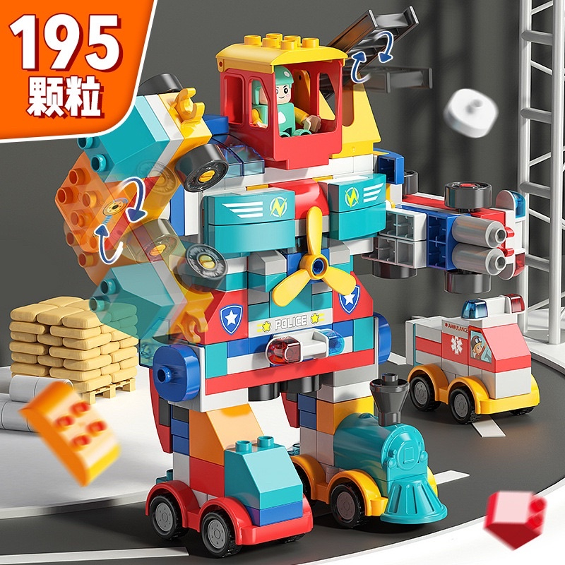 Xếp hình ô tô,  robot size duplo (chính hang feelo)