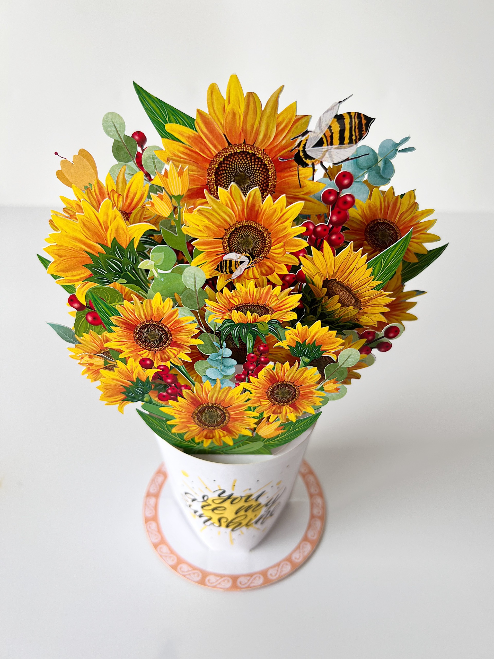 Thiệp 3D Pop Up Bó Hoa Hướng Dương – You Are My Sunshine – Thiệp Hoa Nghệ Thuật, Sinh Nhật, Chúc Mừng, Lãng Mạn, FB03