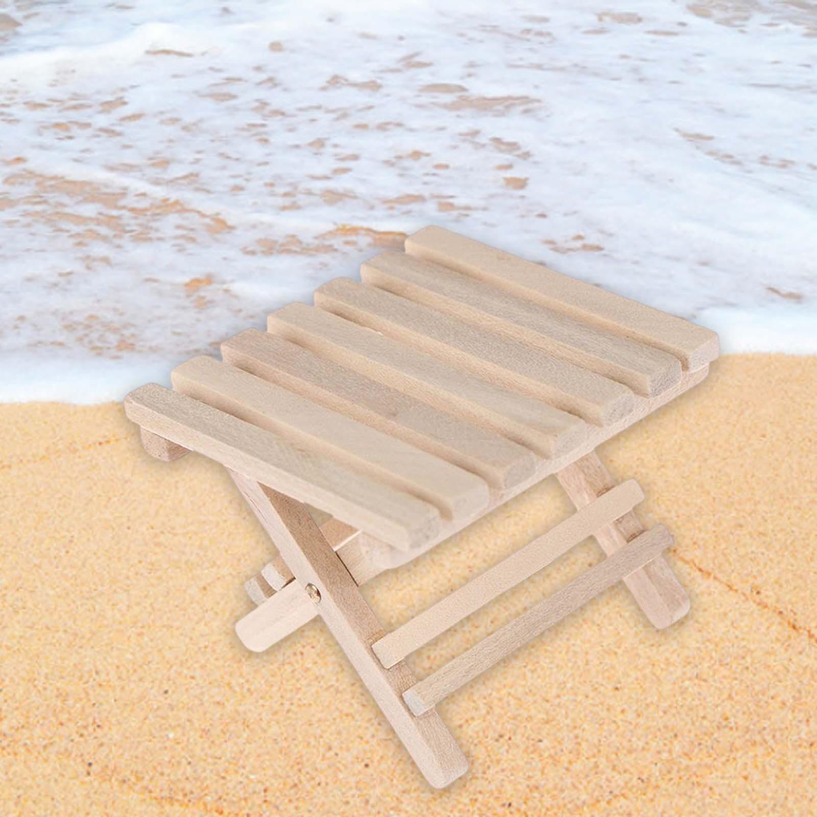 Folding Miniature Beach Table Dollhouse Decoration for Balcony Beach Decoration