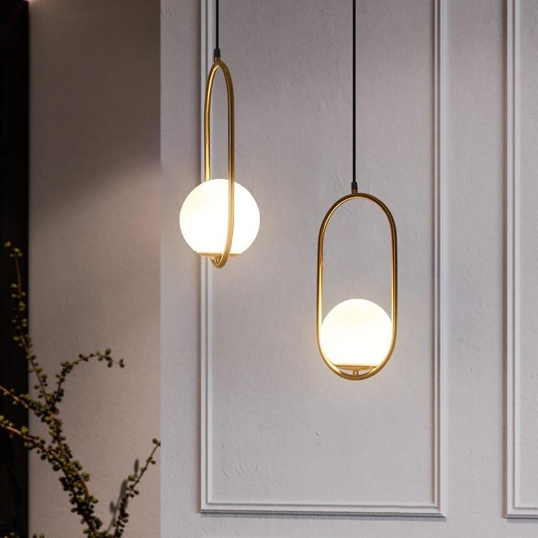 Đèn thả quả cầu thủy tinh thân mạ đồng - TẶNG KÈM BÓNG LED
