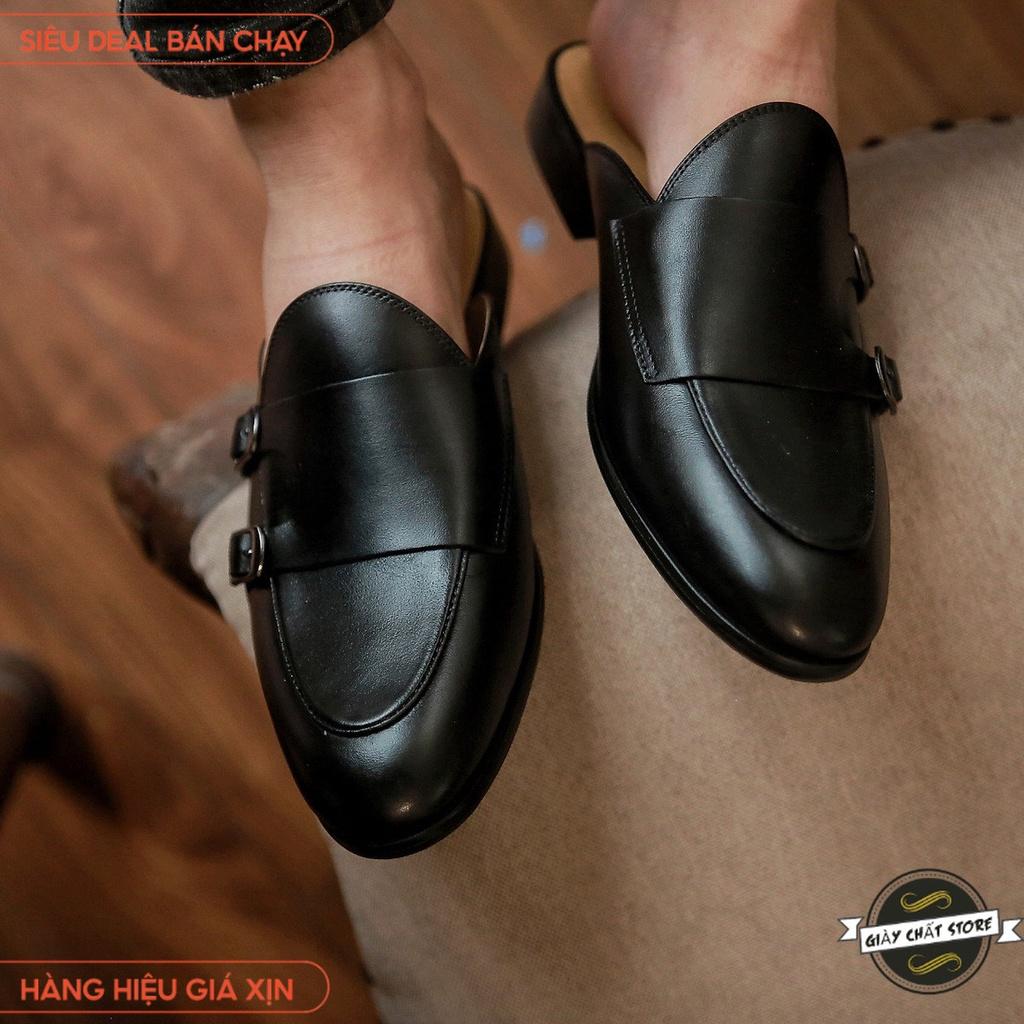 Giày Sục Nam Đai 2 khóa Da Pu Nguyên Tấm Trẻ Trung Cao Cấp Mã M641 B2