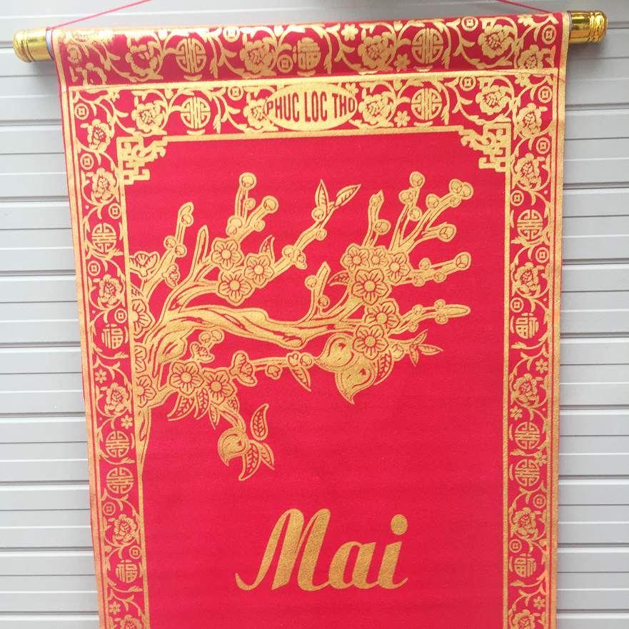 Bộ đôi câu đối đỏ chữ vàng dài 1m trang trí Tết