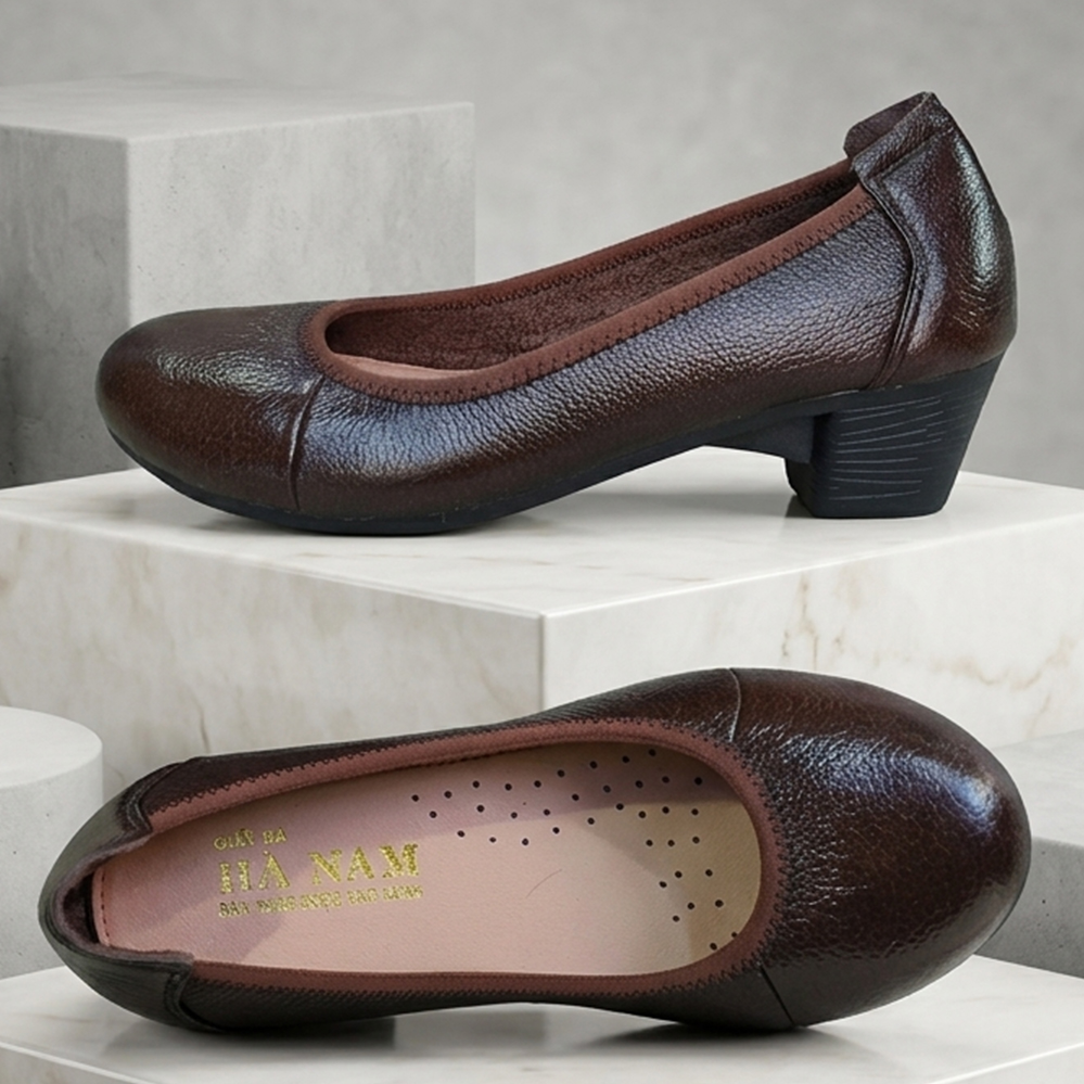 Giày Búp Bê Nữ Cao Gót 5cm HA NAM Da Bò Thật Thời Trang Cao Cấp GBBN2088