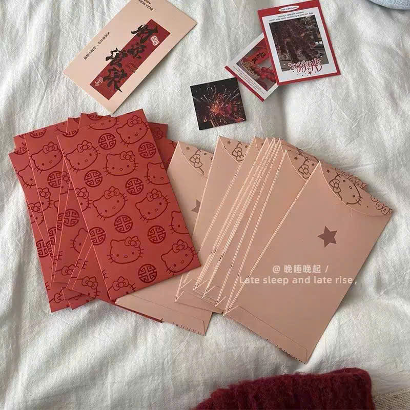 Set 30 Bao Lì Xì Hello Kitty Sanrio Màu Đỏ – Phong Bì Năm Mới Hình Mèo KT, Lì Xì Trẻ Em, Tiền May Mắn Lễ Tết - HÀNG CHÍNH HÃNG MINIIN