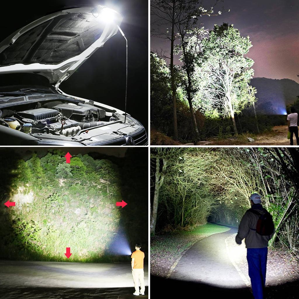 2x COB LED Torch Super Bright Flashlight Torches USB Rechargeable Work Light for Camping Hiking Backpack Outdoor Sports