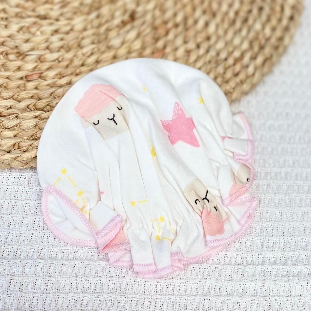 (0-3m) Mũ / Nón Bèo Chất Cotton Dễ Thương Cho Bé Gái Sơ Sinh