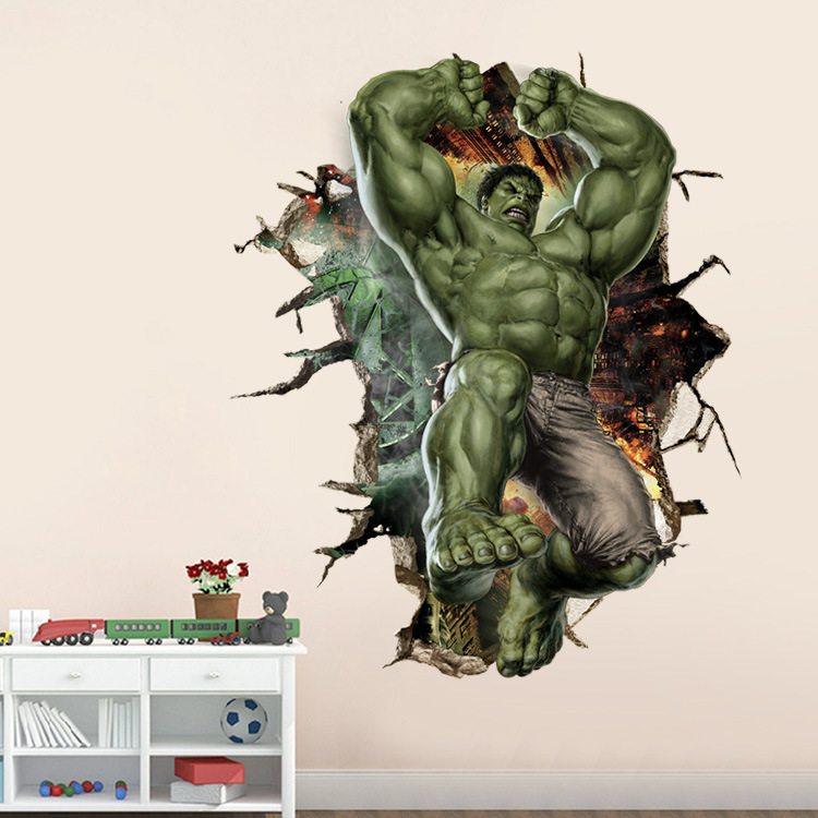 Decal 3D dán tường The Hulk - siêu anh hùng người khổng lồ xanh (60 x 90 cm)