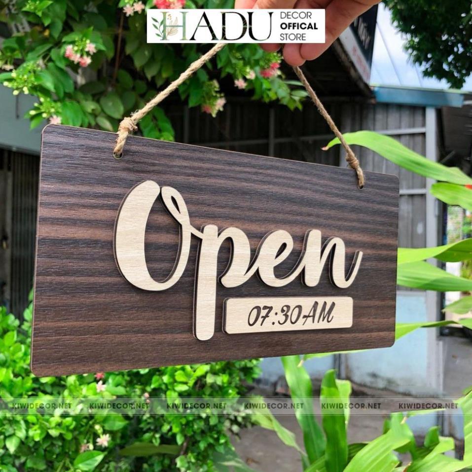 Bảng treo Open &amp; Closed 2 mặt, Bảng Gỗ Trang Trí Đóng Mở Cửa, Bảng Gỗ Treo Cửa - HaduDecor