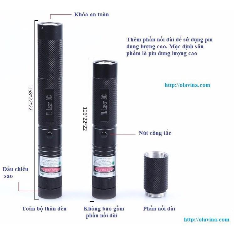 ĐÈN LASER 303 TIA XANH SIÊU SÁNG - Đèn Laser Siêu Mạnh-Đèn Laser 303 Tia Sáng Xanh Có kèm pin sạc theo sản - đèn pin siêu sáng - đèn pin mini - den pin cam tay - đèn bão - đèn cắm trại dã ngoại