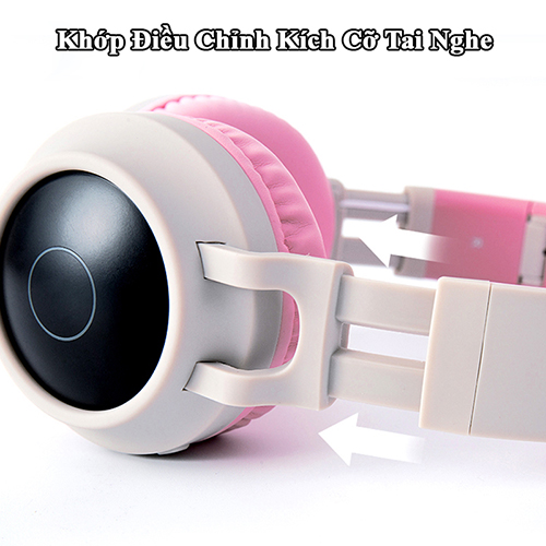 Tai Nghe Chụp Tai Bluetooth Hình Tai Mèo BT-028C Siêu Dễ Thương