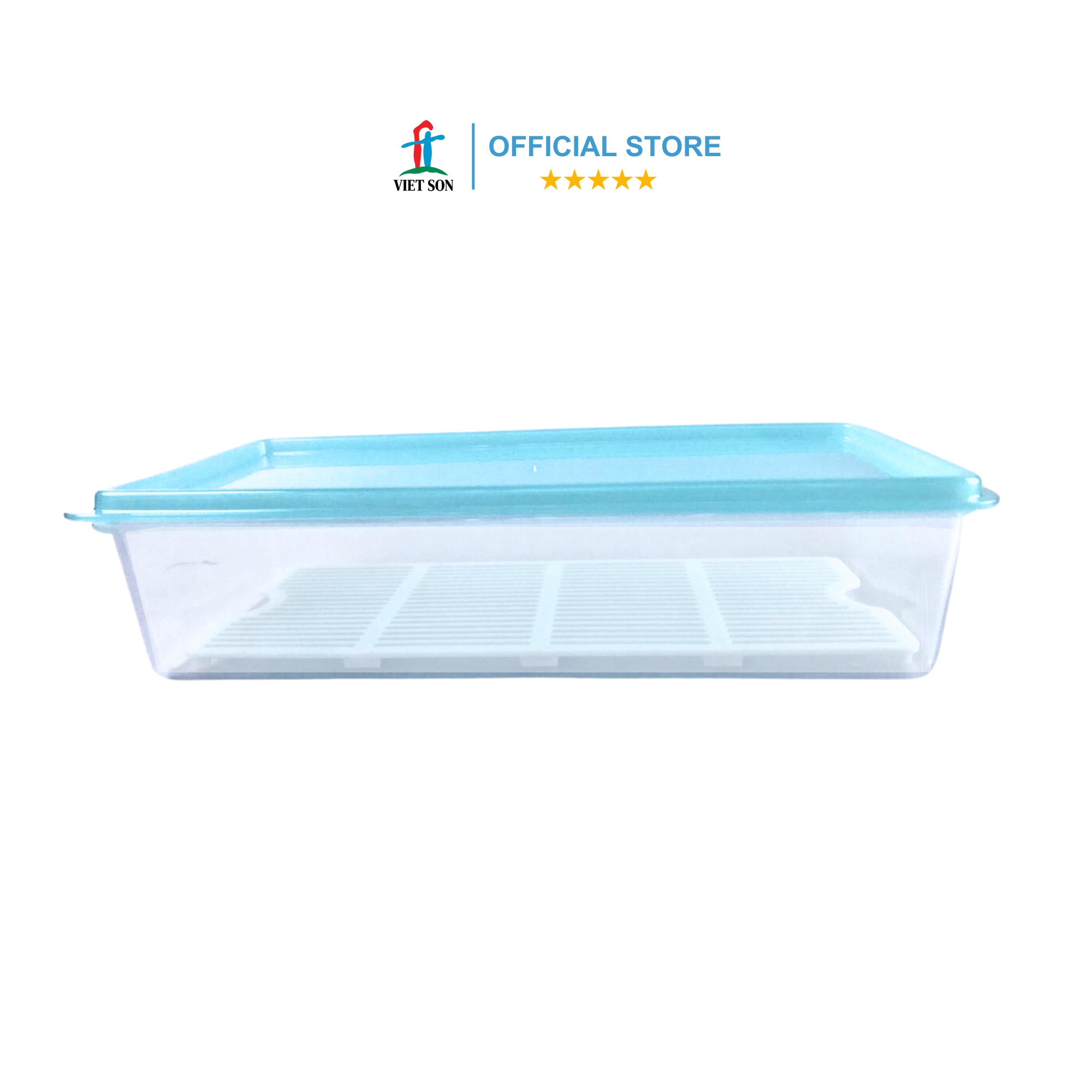Hộp Nhựa Thực Phẩm Chữ Nhật Nắp Kín Có Khay Ráo Nước Việt Son 2.5L