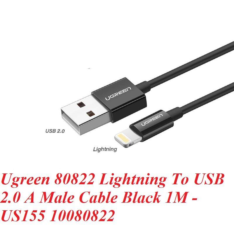 Ugreen UG80822US155TK 1M màu đen cáp Lightning ra USB có chíp MFI chính hãng - HÀNG CHÍNH HÃNG
