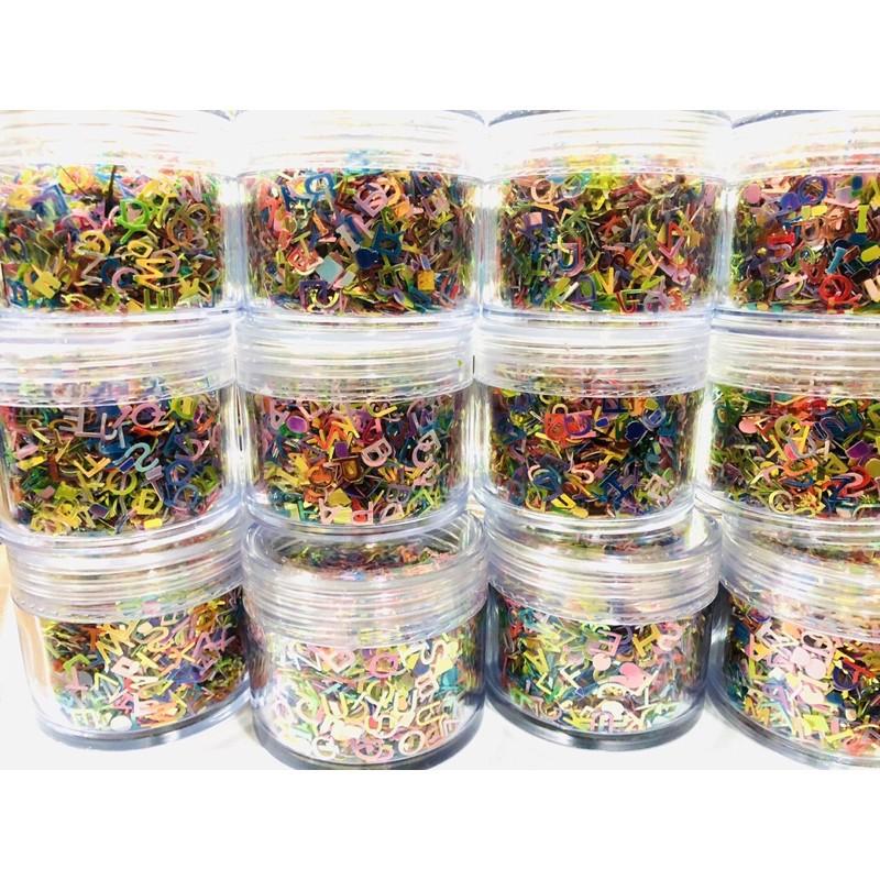 Hũ 50g Kim Tuyến Hình Chữ Cái Lọai Cứng Trang Trí Resin - Trường Thịnh Sài Gòn