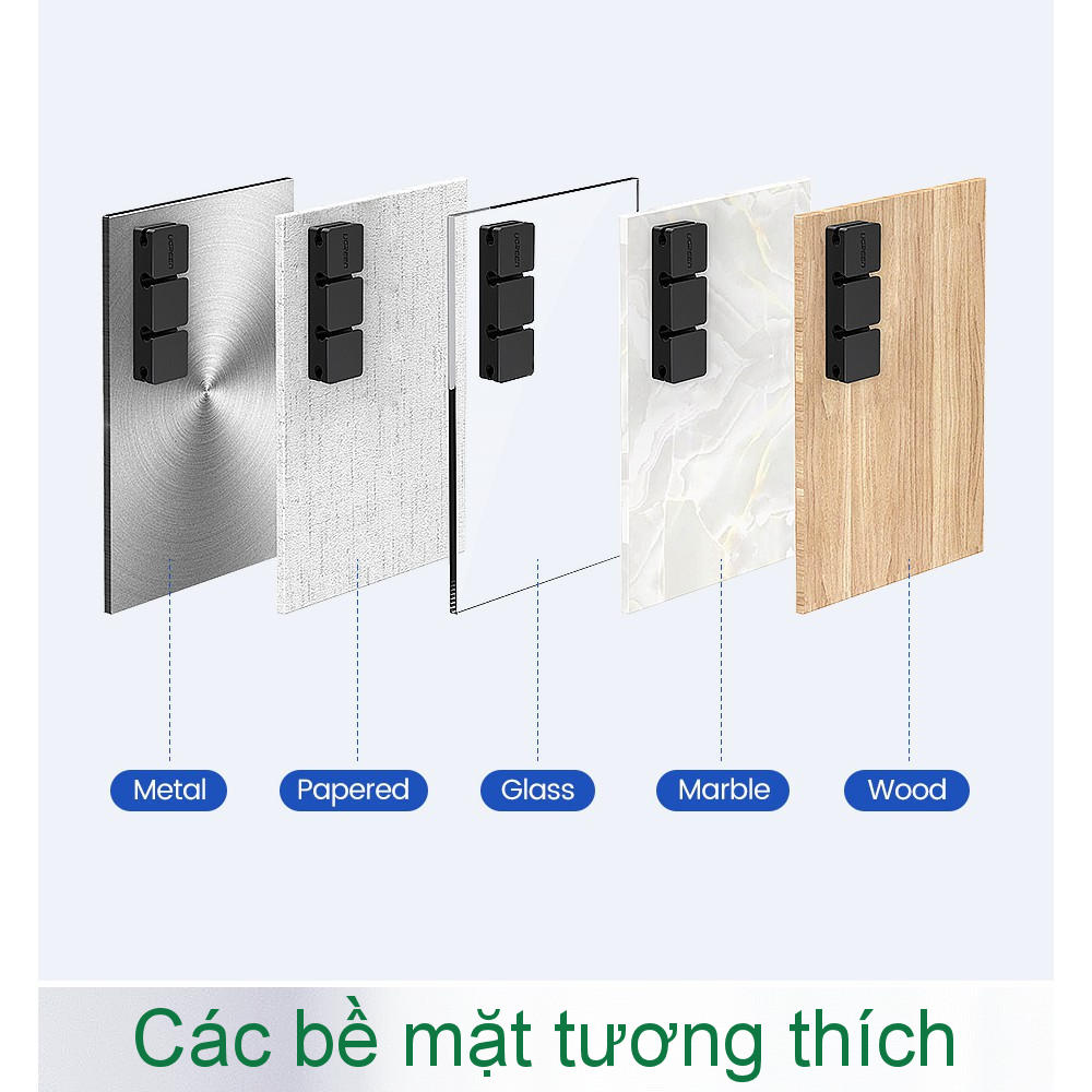 Kẹp cố định dây cáp, dây tai nghe, dây mạng, dây sạc... giúp gọn không gian 3 rãnh và 1 rãnh UGREEN 70585 - Hàng chính hãng