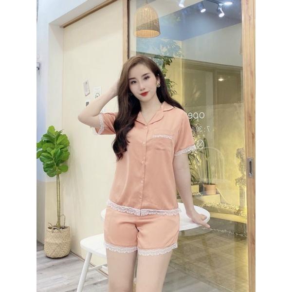 BỘ PIJAMA LỤA SATIN CỘC TAY_BỘ NGỦ PIJAMA ĐÙI_BỘ MẶC NHÀ PIJAMA