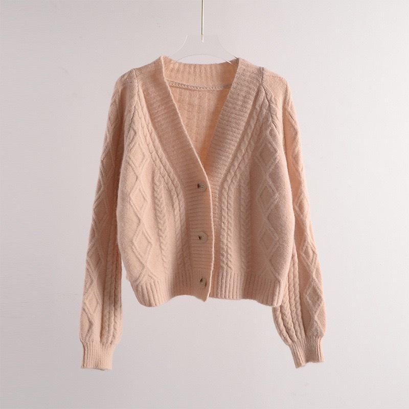 Áo cardigan len, Áo khoác len nữ chất liệu len dệt kim mềm mịn, Dáng croptop hách dáng, trẻ trung, Cổ V dễ phối đồ phong cách thanh lịch