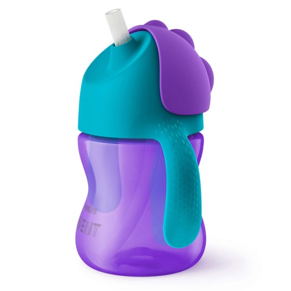 Bình tập uống có ống hút silicon mềm 200ml Philips Avent 796.00 - màu tím