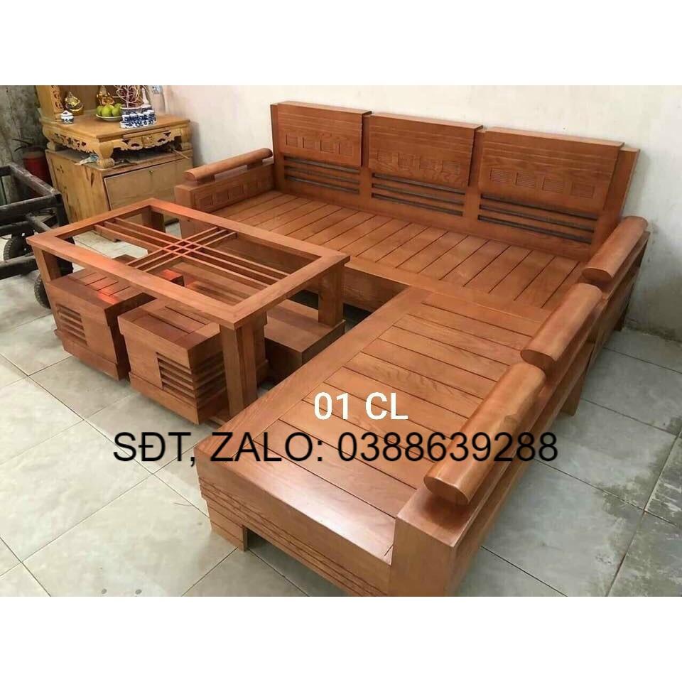 Bộ bàn ghế sofa phòng khách góc gỗ sồi Mỹ giá thật