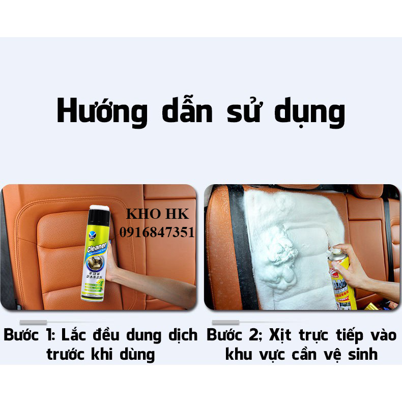 CHẤT TẨY RỬA Vệ Sinh Nội Thất Ô tô - Làm Sạch Ghế Da - Xịt bọt - Trần nỉ - Tẩy Ghế Sofa - Foam Cleaner