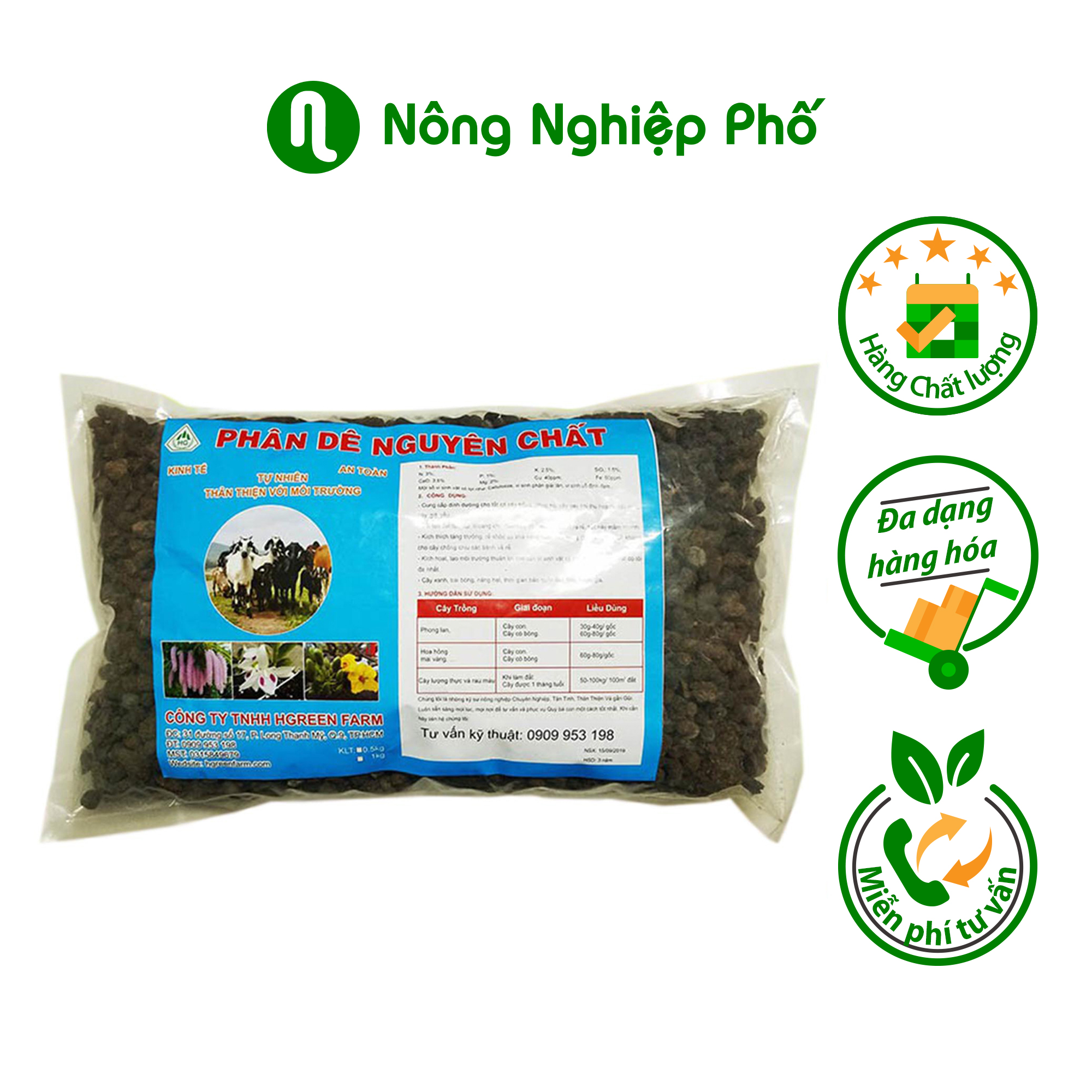 Phân dê nguyên chất 1kg HGreen Farm